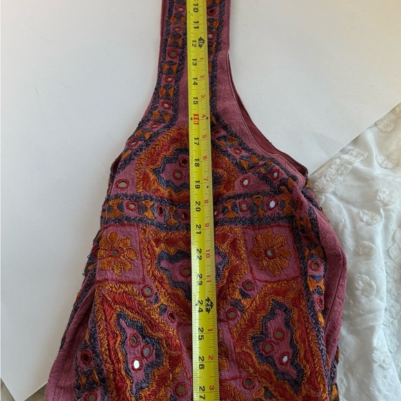 Embroidered Pink Boho Shoulder Bag/ sling sack - Picture 8 of 9